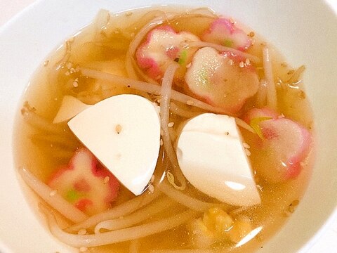 もやしと豆腐と花麸の☆簡単和風スープ